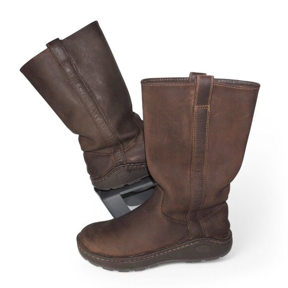 Chaco Shoes - Chaco Credence Tall Leather Vibram Sole Pull-on Boots Brown J150014 Women's 7.5